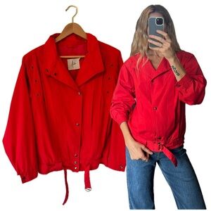UNREAL Vintage 80’s Red Button Down Belted Lightweight Jacket